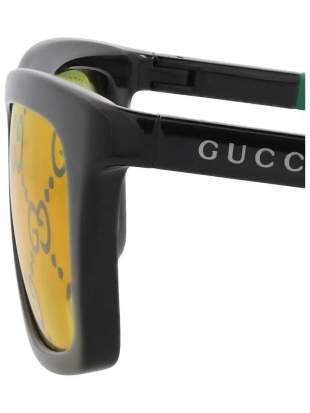 New Gucci Mens Square/Rectangle Black Green Yellow Fashion Designer Sunglasses